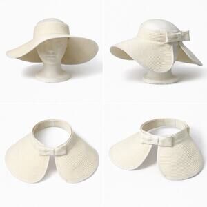 Threads Saks Fifth Avenue Paper Straw Wide Floppy Brim Visor O/S Resortwear
